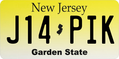 NJ license plate J14PIK