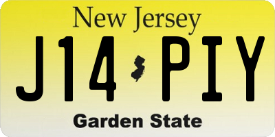 NJ license plate J14PIY