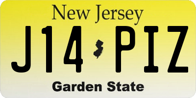 NJ license plate J14PIZ