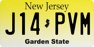 NJ license plate J14PVM