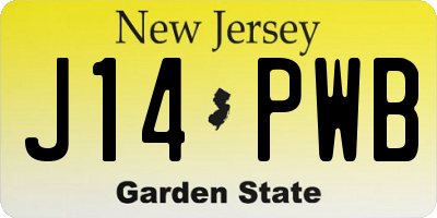 NJ license plate J14PWB