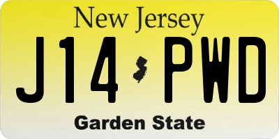 NJ license plate J14PWD