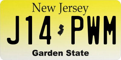 NJ license plate J14PWM