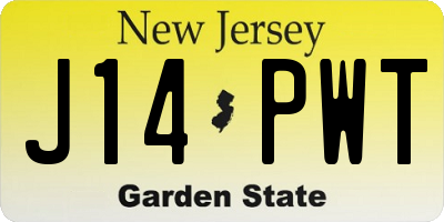 NJ license plate J14PWT