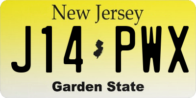 NJ license plate J14PWX