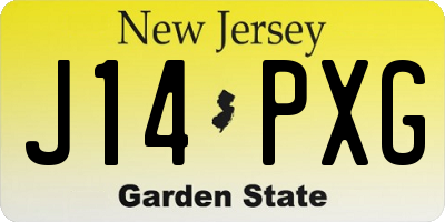 NJ license plate J14PXG