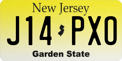 NJ license plate J14PXO