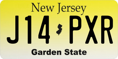 NJ license plate J14PXR