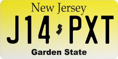 NJ license plate J14PXT