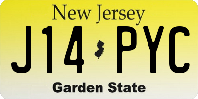 NJ license plate J14PYC
