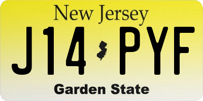NJ license plate J14PYF