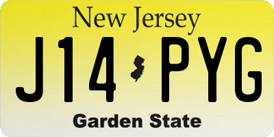 NJ license plate J14PYG