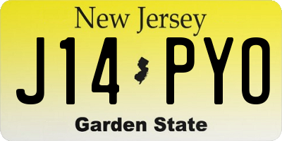 NJ license plate J14PYO
