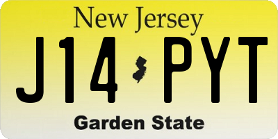NJ license plate J14PYT