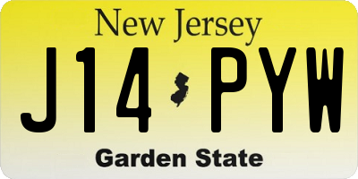 NJ license plate J14PYW