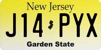 NJ license plate J14PYX