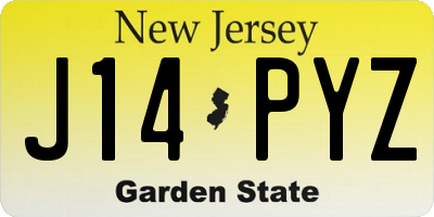NJ license plate J14PYZ