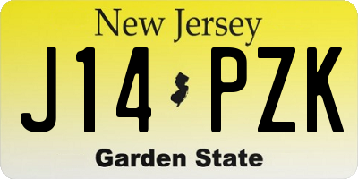 NJ license plate J14PZK