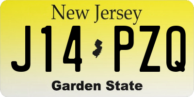 NJ license plate J14PZQ