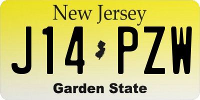 NJ license plate J14PZW