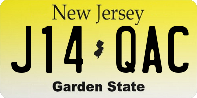 NJ license plate J14QAC