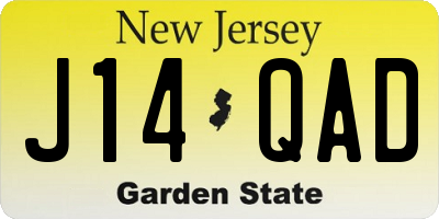 NJ license plate J14QAD