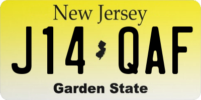 NJ license plate J14QAF