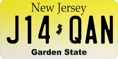 NJ license plate J14QAN