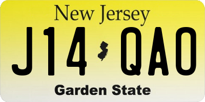 NJ license plate J14QAO