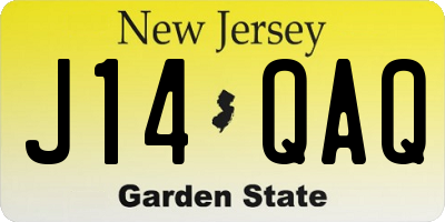 NJ license plate J14QAQ