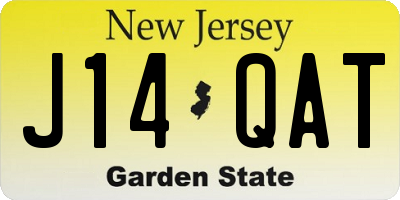 NJ license plate J14QAT
