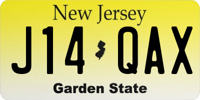 NJ license plate J14QAX