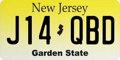 NJ license plate J14QBD