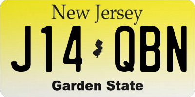 NJ license plate J14QBN