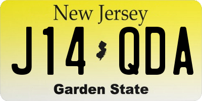 NJ license plate J14QDA
