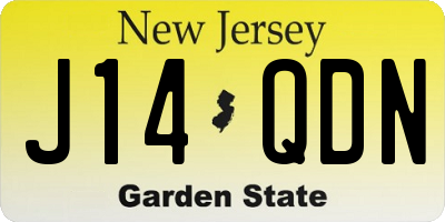 NJ license plate J14QDN