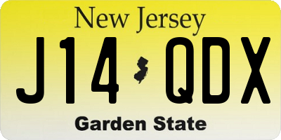 NJ license plate J14QDX