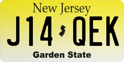 NJ license plate J14QEK