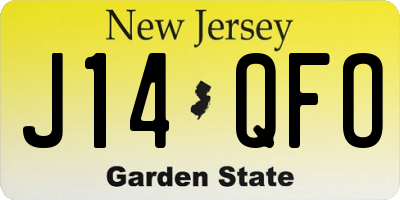 NJ license plate J14QFO