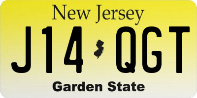 NJ license plate J14QGT