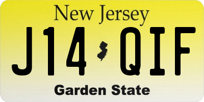 NJ license plate J14QIF