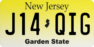 NJ license plate J14QIG