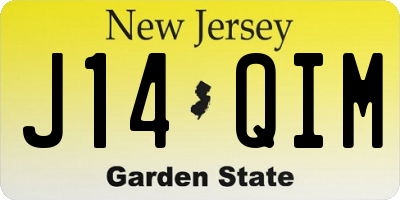 NJ license plate J14QIM
