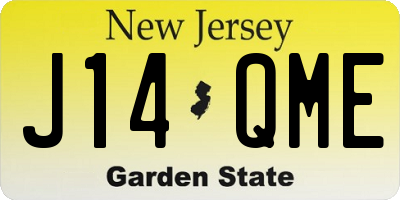 NJ license plate J14QME