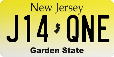 NJ license plate J14QNE
