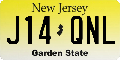 NJ license plate J14QNL