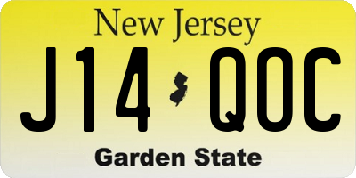 NJ license plate J14QOC