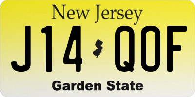 NJ license plate J14QOF