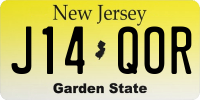 NJ license plate J14QOR