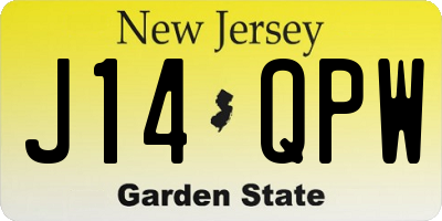 NJ license plate J14QPW